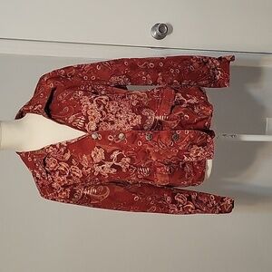 Vintage Christopher & Banks Red Paisley Button-Up Jacket - Size XL